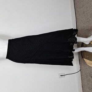 Coldwater Creek Black Eyelet Whimsigoth Witchy Romantic Goth A-Line Maxi Skirt L